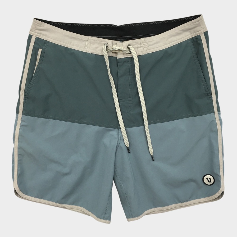 Vuori Cruise Boardshorts Mens 32 Teal Blue Colorblock Swim Trunks V314